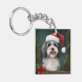 Havanese Hond in Sneeuw Kerstmis Sleutelhanger (Voorkant Links)