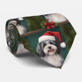 Havanese Hond in Sneeuw Kerstmis Stropdas (Opgerold)