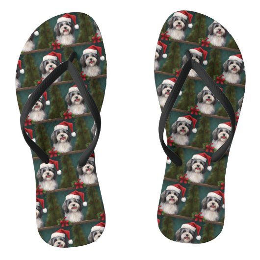 Havanese Hond in Sneeuw Kerstmis Teenslippers (Voetbed)