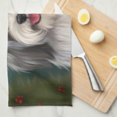 Havanese Hond in Sneeuw Kerstmis Theedoek (Quarter Fold)