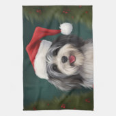 Havanese Hond in Sneeuw Kerstmis Theedoek (Verticaal)