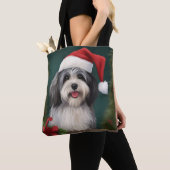 Havanese Hond in Sneeuw Kerstmis Tote Bag (Dichtbij)