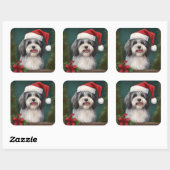 Havanese Hond in Sneeuw Kerstmis Vierkante Sticker (Vel)