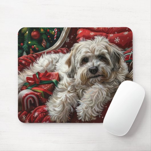 Havanese Hond Kerst Feestelijk Muismat (Met muis)