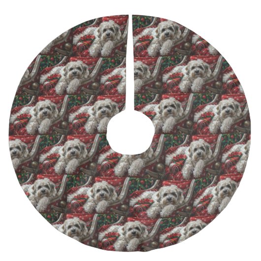 Havanese Hond Kerst Festiviteit Kerstboom Rok (Voorkant)