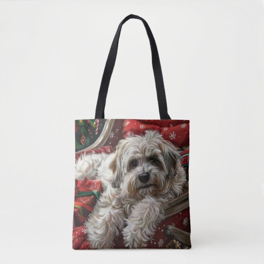 Havanese Hond Kerst Festiviteit Tote Bag (Voorkant)