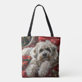 Havanese Hond Kerst Festiviteit Tote Bag (Achterkant)