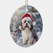 Havanese Hond Kerst Keepsake Keramisch Ornament (Rechts)