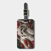 Havanese Hond Kerstfeest Bagagelabel (Voorkant verticaal)