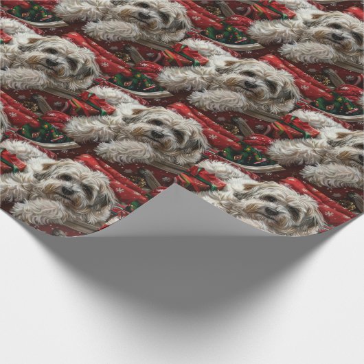 Havanese Hond Kerstfeest Cadeaupapier (Hoek)