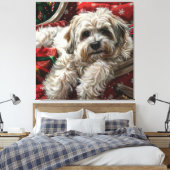 Havanese Hond Kerstfeest Canvas Afdruk (Insitu (Slaapkamer))