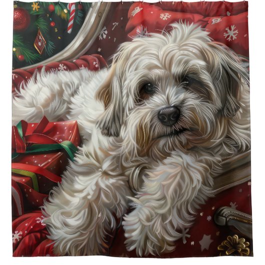 Havanese Hond Kerstfeest Douchegordijn (Voorkant)