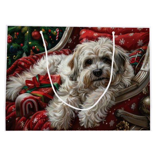 Havanese Hond Kerstfeest Groot Cadeauzakje (Achterkant)