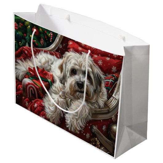Havanese Hond Kerstfeest Groot Cadeauzakje (Achterkant Gekanteld)
