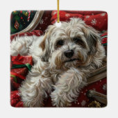 Havanese Hond Kerstfeest Keramisch Ornament (Achterkant)