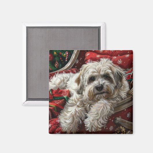 Havanese Hond Kerstfeest Magneet (Voorkant / Achterkant)