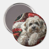 Havanese Hond Kerstfeest Magneet (Voorkant / Achterkant)