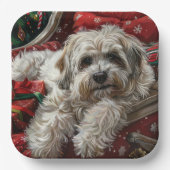 Havanese Hond Kerstfeest Papieren Bordje (Voorkant)