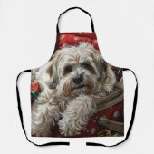 Havanese Hond Kerstfeest Schort (Voorkant)