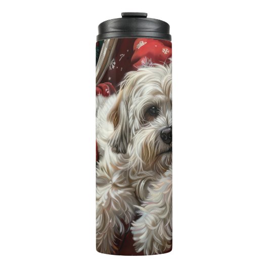 Havanese Hond Kerstfeest Thermosbeker (Voorkant)