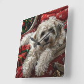 Havanese Hond Kerstfeest Vierkante Klok (Hoek)