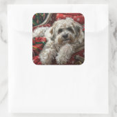Havanese Hond Kerstfeest Vierkante Sticker (Tas)