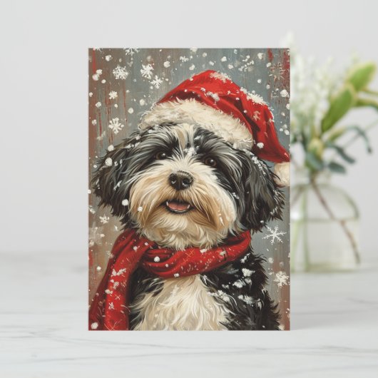 Havanese hond Kerstmis Feestdagenkaart (Staand voorkant)