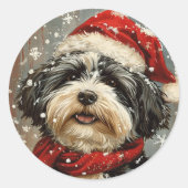 Havanese hond Kerstmis Ronde Sticker (Voorkant)