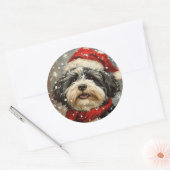Havanese hond Kerstmis Ronde Sticker (Envelop)