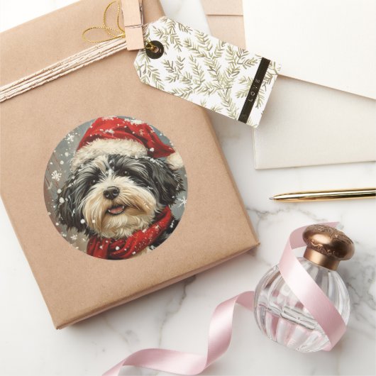 Havanese hond Kerstmis Ronde Sticker (Geschenken)