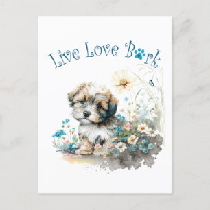 Havanese Hond Mam Bloemen Briefkaart