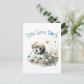Havanese Hond Mam Bloemen Briefkaart (Staand voorkant)
