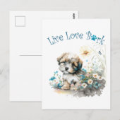 Havanese Hond Mam Bloemen Briefkaart (Voorkant / Achterkant)