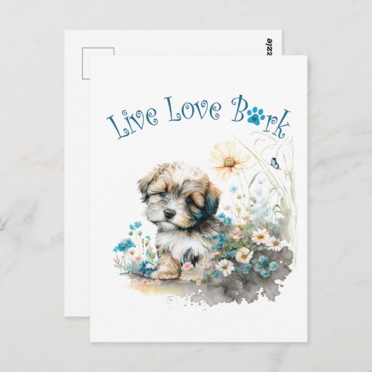 Havanese Hond Mam Bloemen Briefkaart (Voorkant / Achterkant)