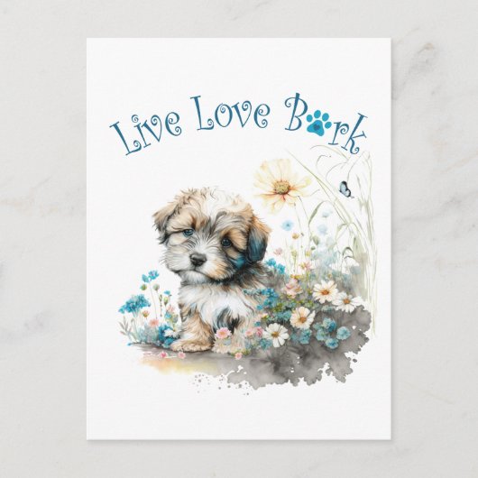 Havanese Hond Mam Bloemen Briefkaart (Voorkant)