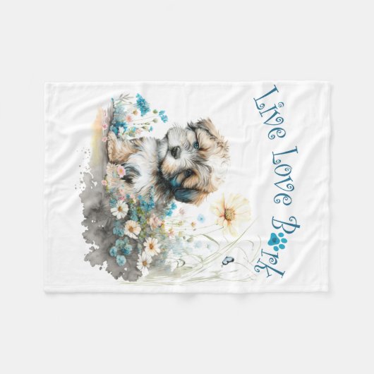 Havanese Hond Mam Bloemen Fleece Deken (Voorkant (Horizontaal))