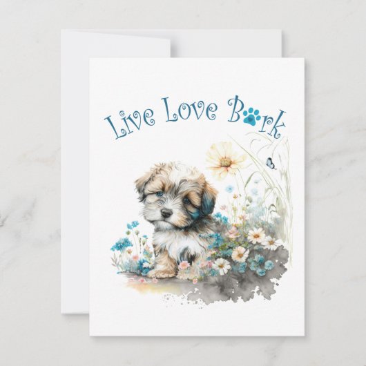 Havanese Hond Mam Bloemen Notitiekaartje (Voorkant)