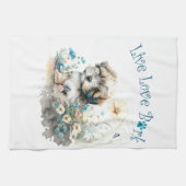 Havanese Hond Mam Bloemen Theedoek (Horizontaal)