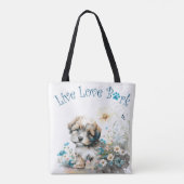 Havanese Hond Mam Bloemen Tote Bag (Achterkant)