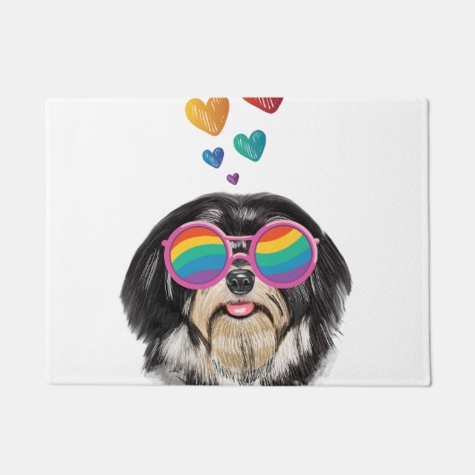 Havanese hond met harten Valentijnsdag Deurmat (Voorkant)