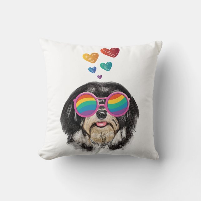 Havanese hond met harten Valentijnsdag Kussen (Voorkant)