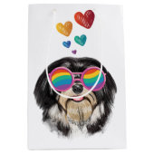 Havanese hond met harten Valentijnsdag Medium Cadeauzakje (Voorkant)