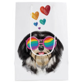 Havanese hond met harten Valentijnsdag Medium Cadeauzakje (Achterkant)