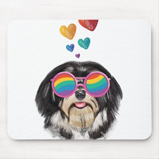 Havanese hond met harten Valentijnsdag Muismat (Voorkant)