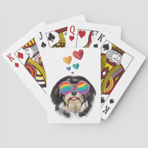 Havanese Hond met Hartjes Valentijnsdag Deken Pokerkaarten