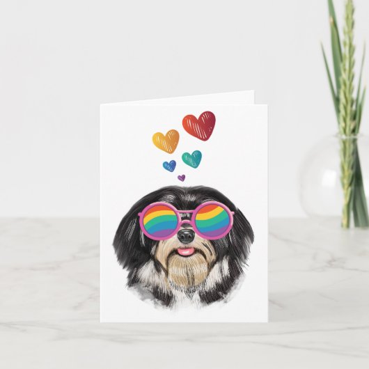 Havanese Hond met Hartjes Valentijnsdag Kaart (Voorkant)