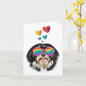 Havanese Hond met Hartjes Valentijnsdag Kaart (Gele Bloem)