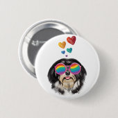 Havanese Hond met Hartjes Valentijnsdag  Ronde Button 5,7 Cm (Voorkant /achterkant)