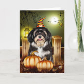 Havanese Hond Met Heks Pet Halloween Cadeau Idee Kaart (Voorkant)