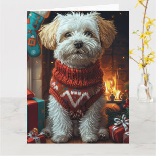 Havanese Hond Met Kerstcadeaus  Kaart